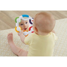 Fisher-Price Mon Premier Tambourin, jouet bébé avec miroir et pièces colorées, 3 mois et plus